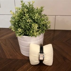 Eddie Bauer: black, top stitched leather watch